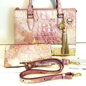 Brahmin Small Anywhere Pink Lilac Whimsy and Wallet